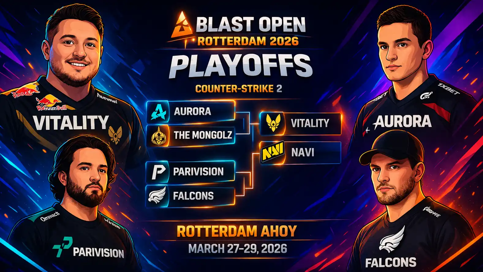 BLAST Open Rotterdam 2026 Playoffs Set: Vitality and NAVI Lead the Race for the Title